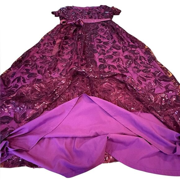 Tahari ASL Short Sleeve Sequin Lace Gown Maxi Dress Women’s Size 16 NEW Purple - Picture 7 of 12